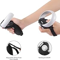 Vista 2 de OOAVR Touch Controller Grip Cover for Oculus Quest 2Anti-Throwwith Adjustable Knuckle Straps and VR Face PadLens Dust CoverThumbstick Cover4PcsBlack