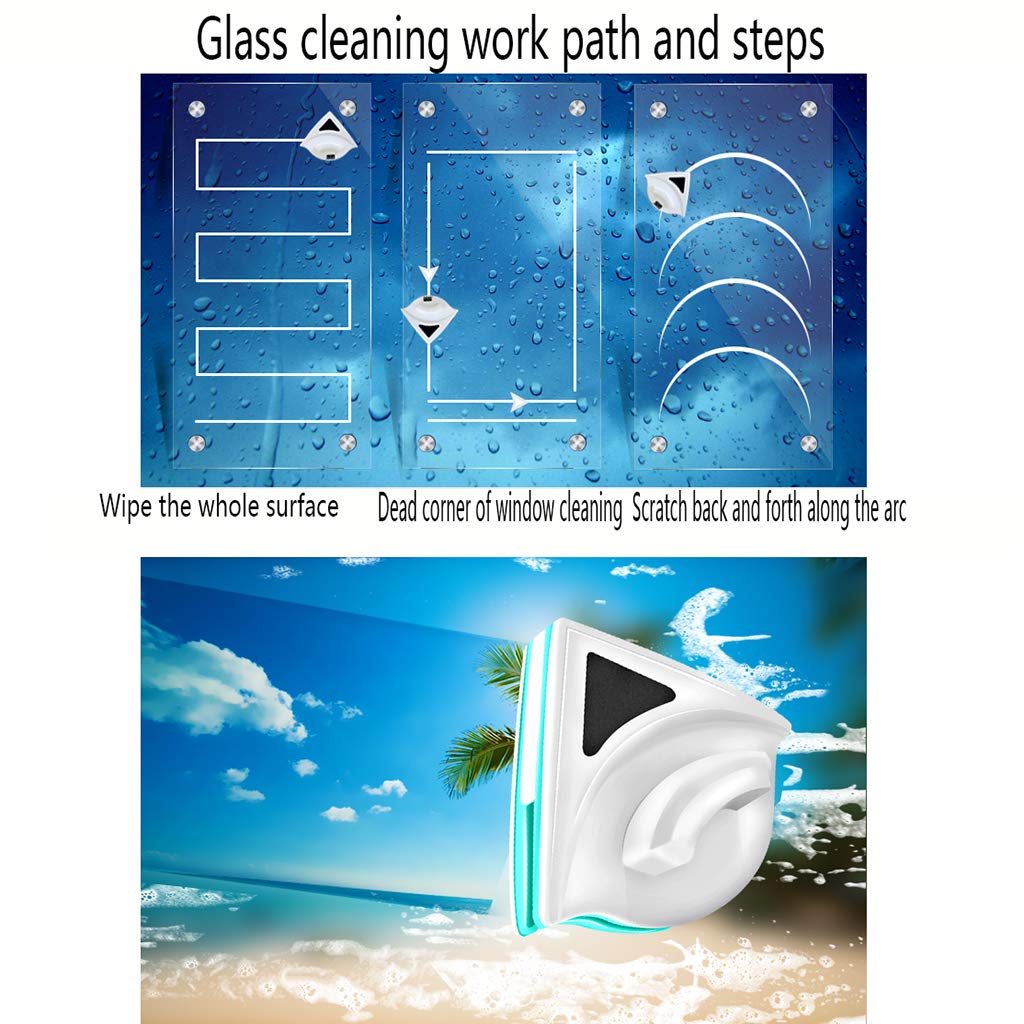 Limpiador de ventanas, limpiador magnético de ventanas, para ventanas, peceras, claraboyas, puertas de patio, ventanas de dormitorios e incluso mamparas de ducha, espejos y azulejos, cepillo de limpie
