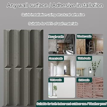 Wall Panels, PU Wall Panels for Interior Wall Decor, Separation Entrance Decor, Lightweight Wall Brick Block for Mall Hotel(Black,0.6x1.2m/23.6x47.2in/1pcs)