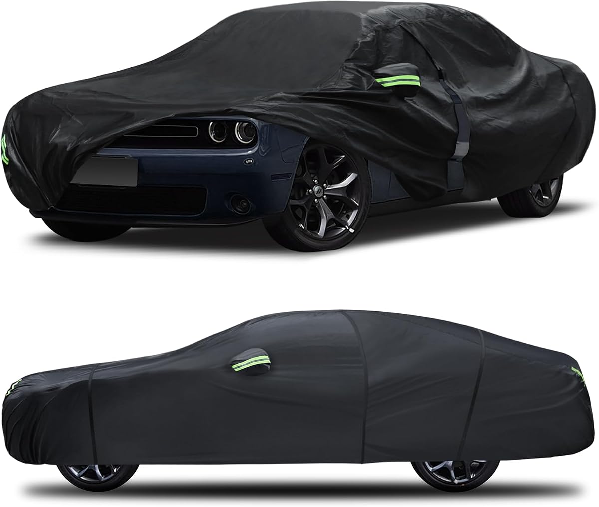 Funda de coche para Dodge Challenger 2008-2023, 6 capas, impermeable, para todo tipo de clima, cubierta exterior completa, protección contra la lluvia, el sol y el viento, color negro