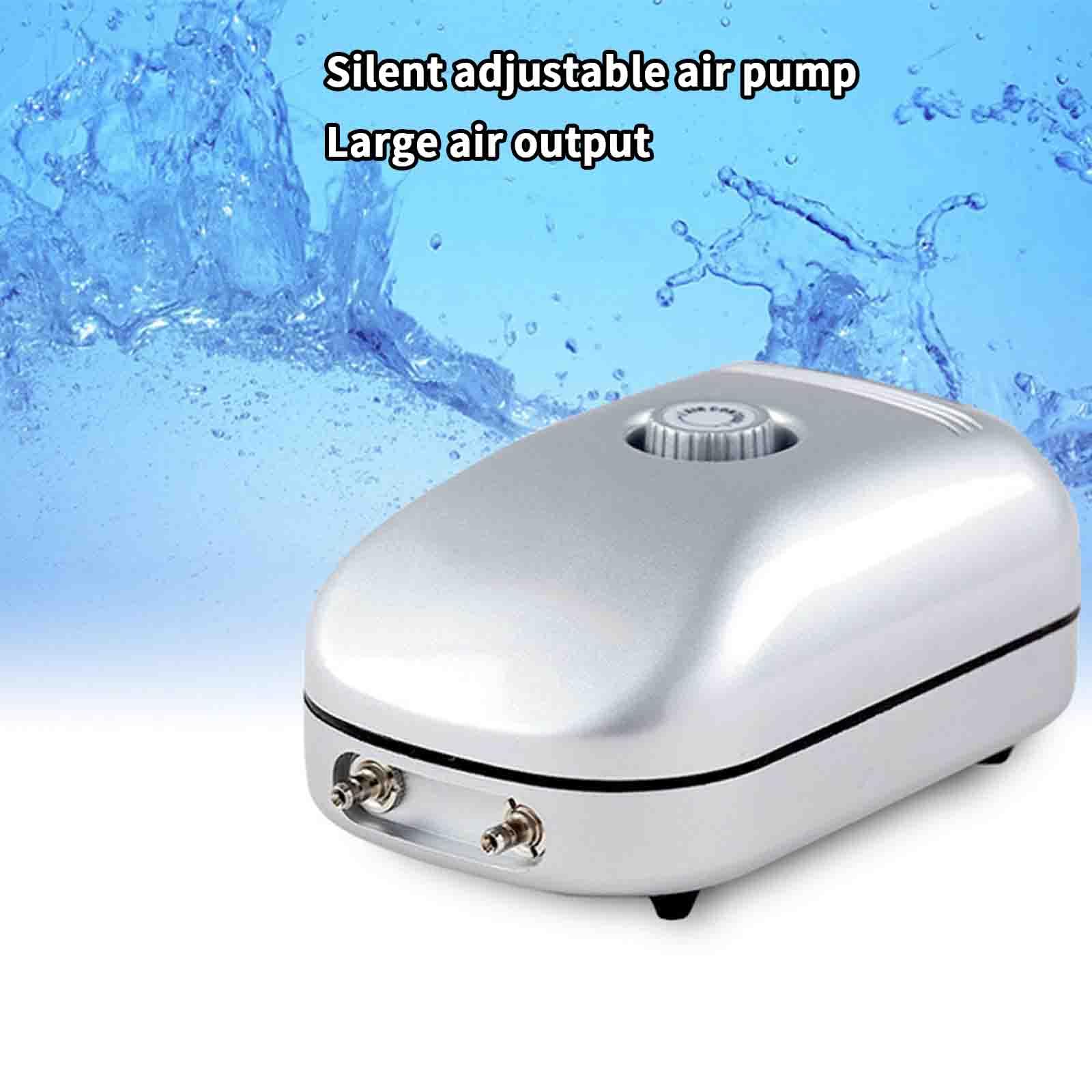 JUSHZ Pompe d'Aria Pompa Acqua Pompa Acquario Ossigenatore Acquario Aeratore Mini Giardino Silenzioso Piccolo Adatto per Acquari Interni (2W 137X81X64mm,Silver)