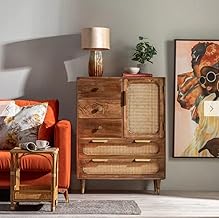 Pol Poc Solid Wood Chest of Drawers | Wood Chest of Drawers for Home and Office | Wooden Kitchen Cabinet