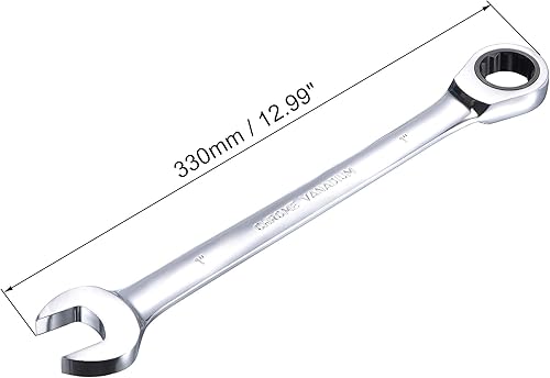 Miniatura 2 de uxcell Llave combinada de trinquete de 1 pulgada SAE 72 dientes Herramientas de llave de trinquete de 12 puntos, Cr-V