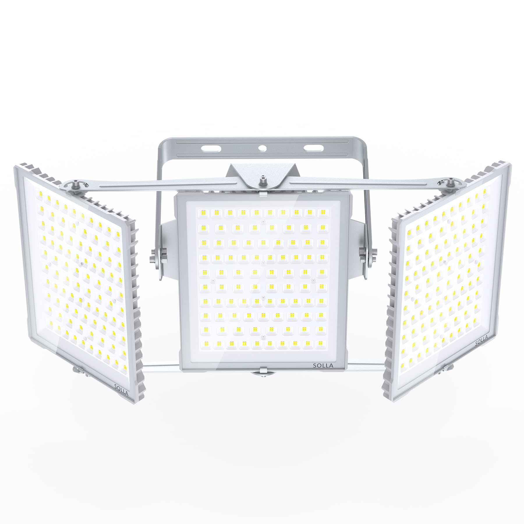 SOLLA 900W 2025 Plus New Upgraded LED Outdoor Flood Light, 90000LM 6000K Daylight White IP66 Waterproof, Stadium Lights, 3 Heads Adjustable Outdoor Floodlight for Yards, Patios, Street-Grey