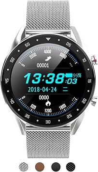 BINDEN Smartwatch L7 Elegante Deportivo IP68 Pantalla Táctil Redonda  Compatible con iOS Android Metálica Plata (Reacondicionado) :  Amazon.com.mx: Electrónicos