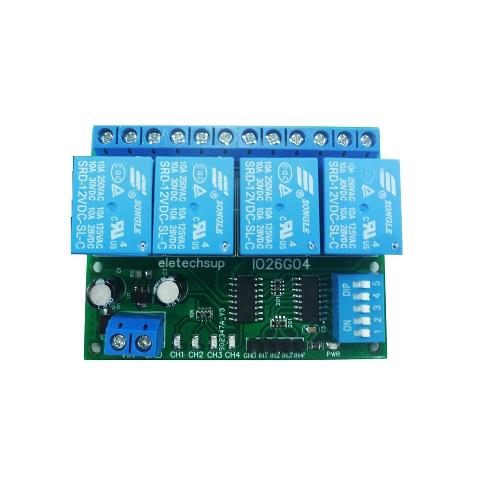 Modulo relè PLC Modulo relè ritardato a 4 canali Interruttore relè DIP DC 5V 12V 24V(24V)