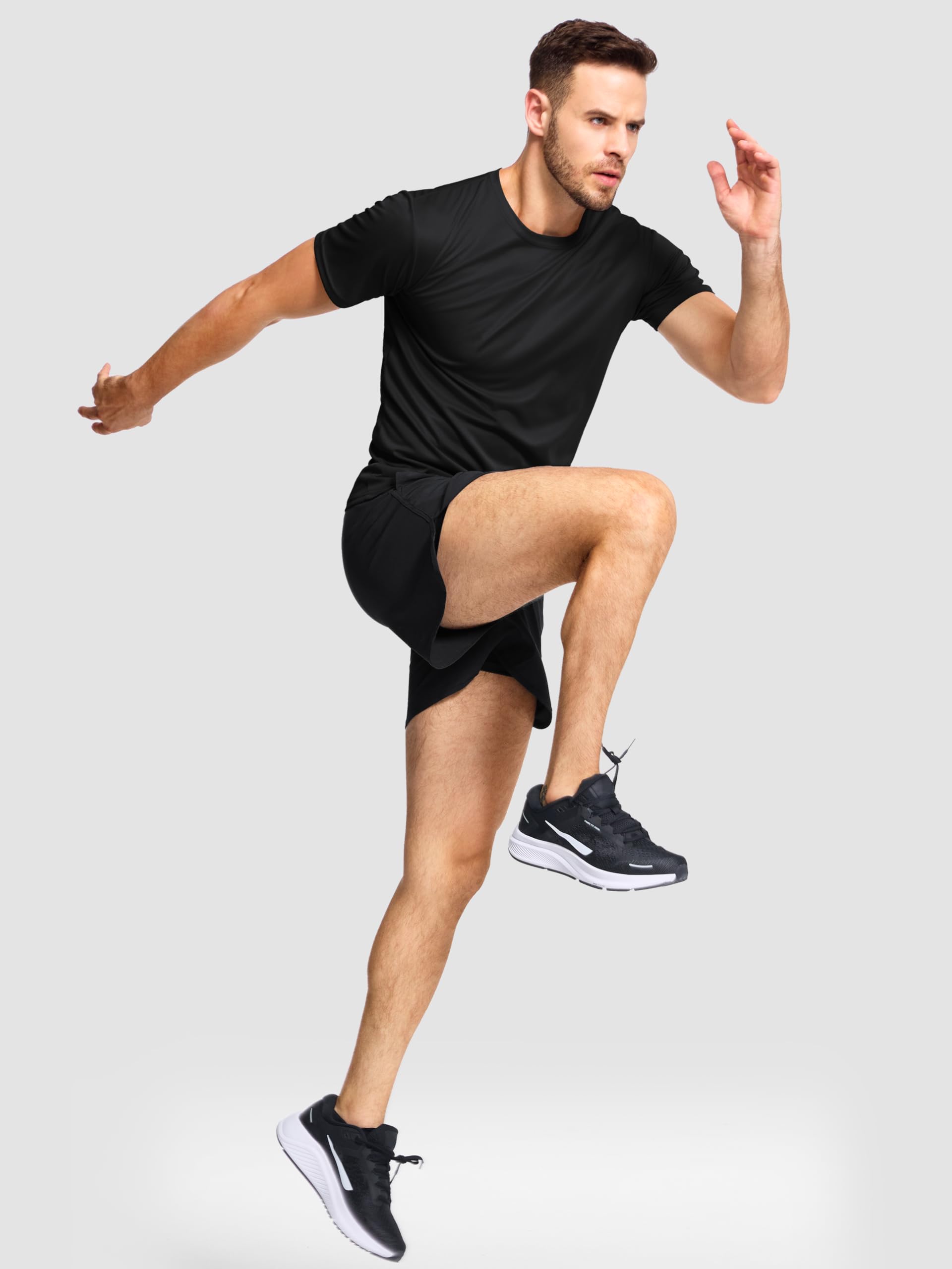 JOVITA T-Shirts für Herren 5er Pack Kurzarm Rundhals Basic Sport Atmungsaktiv Leichtes Gewicht Polyester