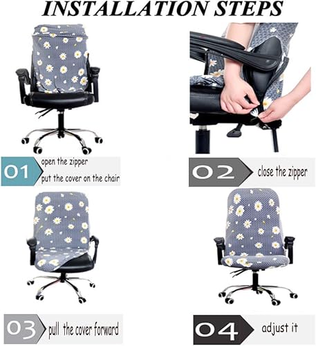 Miniatura 5 de Deisy Dee - Fundas para silla de oficina para computadora, para silla de oficina y elástica, giratorias, solo fundas para silla C162