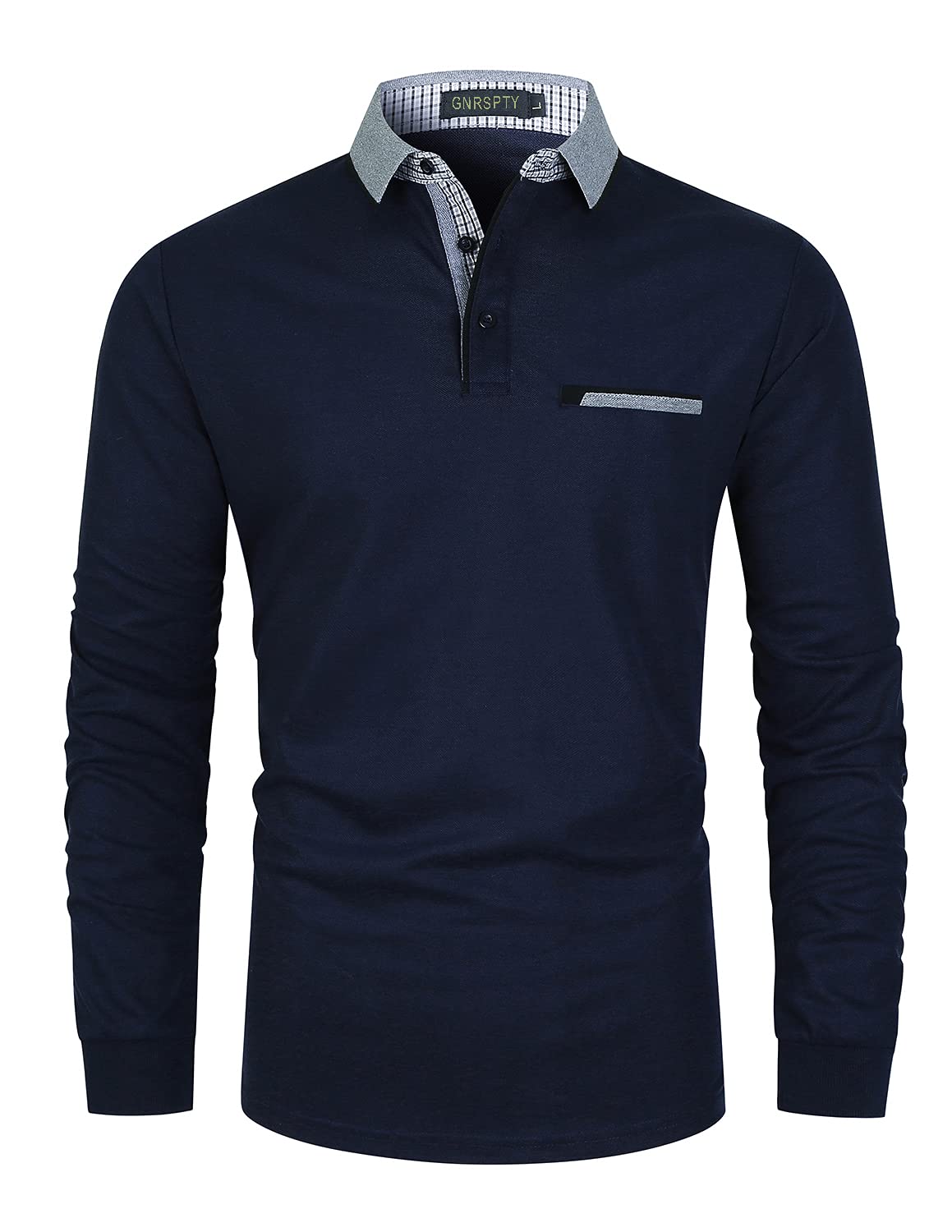 GNRSPTY Polo Manica Lunga Uomo Maglietta Denim Collare Maglia Elegante Cotone T-Shirt Golf Tennis Lavoro Camicia