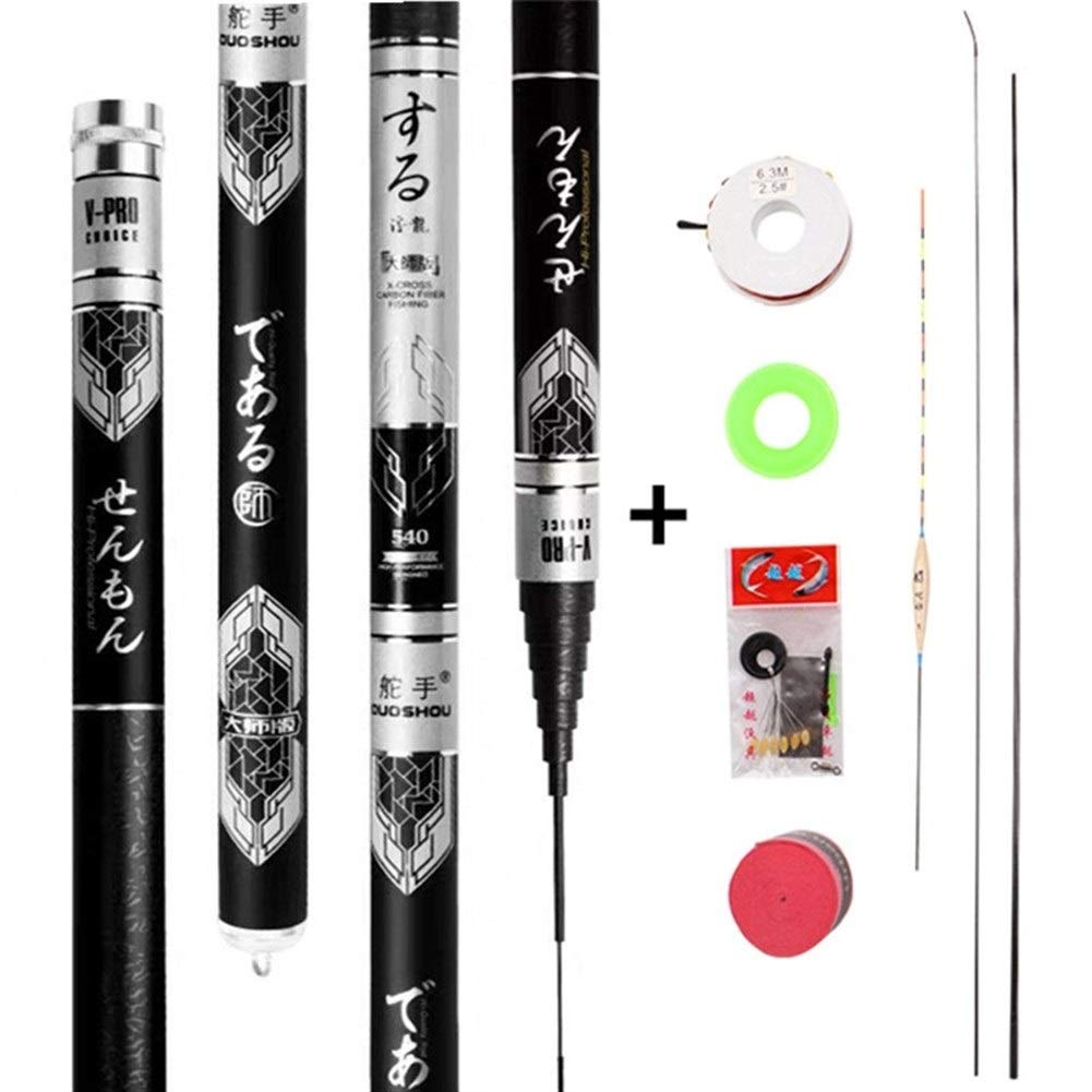 Canna da Pesca,Fishing Rod Canna da pesca telescopica in fibra di carbonio ultraleggera fatta a mano, canna da pesca con lenza fresca da 3,6 metri, 4,5 metri, 5,4 metri, 7,2 metri, 8 metri, 9 metri, 1