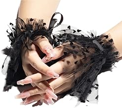 AUOCATTAIL Cuffs Lace Mesh Sleeves Fake Flared Gloves Bowknot Tulle Cuffs Charm Wedding Party Accessories Decoration