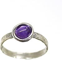 Vista 46 de Anillo de plata de ley con piedras preciosas para mujer, anillo apilable de piedra martillada, anillo de piedra natal