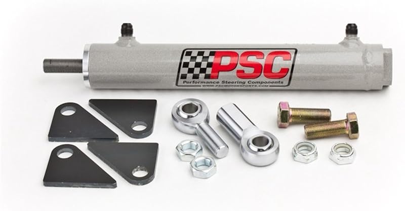 Cilindro auxiliar de direção hidráulica PSC Motorsports SC2200K 1,5 pol. x curso de 20,32 cm – com terminais e suportes