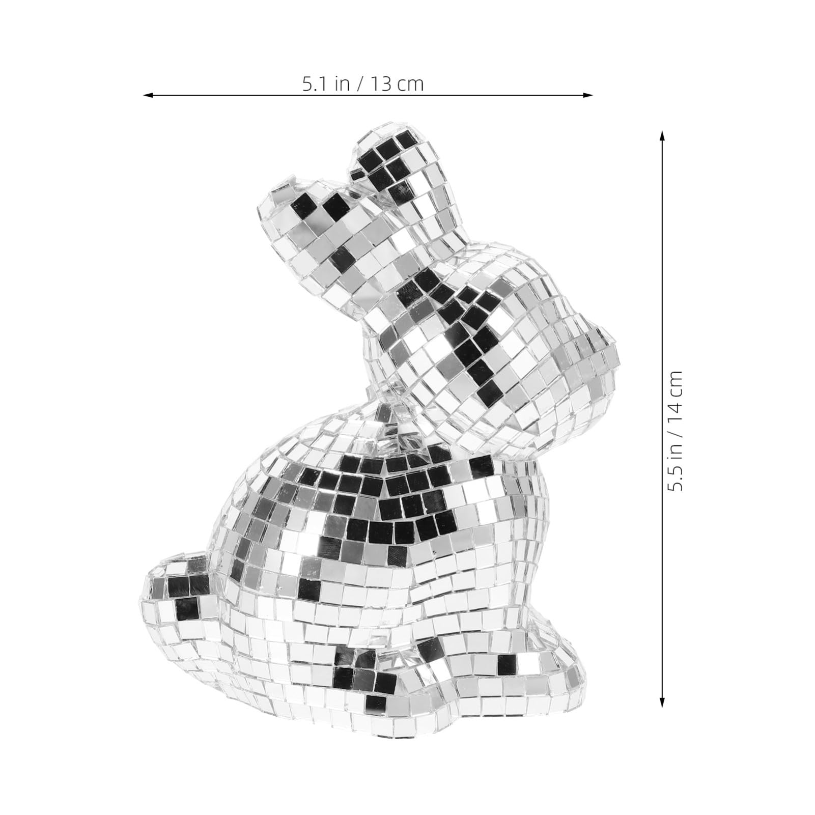 VOSAREA Cute Rabbit Statue Reflective Disco Rabbit Figurine Disco Ball Ornament for Party Disco Ball Decor Small Disco Ball Ornament Disco Rabbit Statue