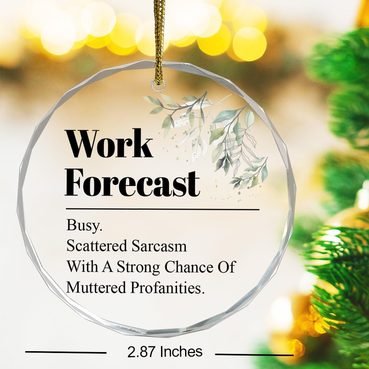 Work Forecast Inspirational Hanging Ornament,Appreciation Encouragement Gifts for Women Men Coworkers,Motivational Crystal Hanging Plaque Ornament Keepsakes for Tree Decor - Image 2