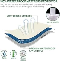 Vista 2 de Protector de colchón impermeable tamaño individual, amigable para la piel y transpirable, funda de colchón individual para niños, almohadilla