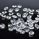 H&D 50pcs 18mm Clear Crystal 2 Hole Octagon Beads Glass Chandelier Prisms Lamp Hanging Parts