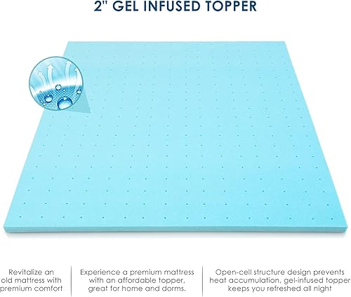 Miniatura 6 de Momend Cubrecolchón de espuma viscoelástica Queen de 2 pulgadas, protector de colchón de gel ventilado