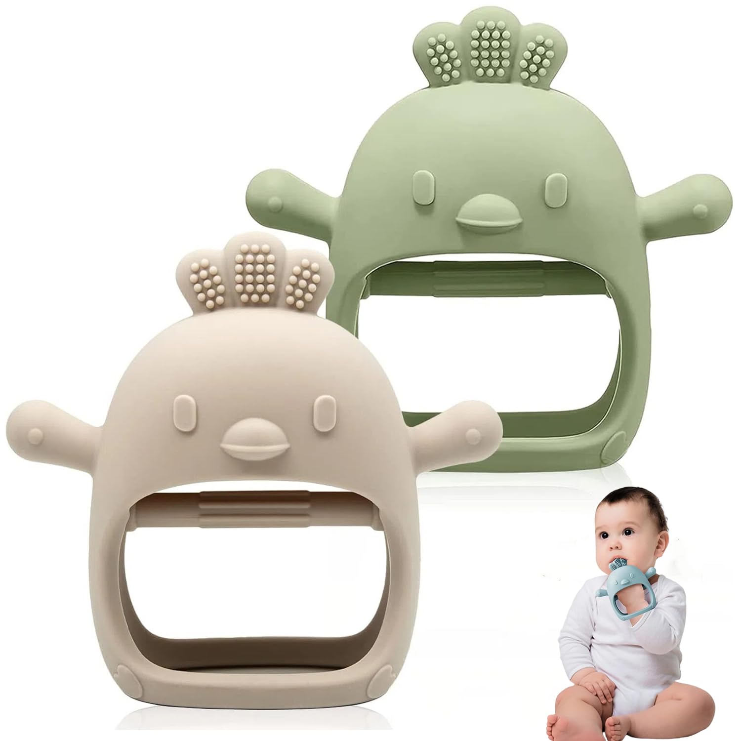 TKLake 2 Pack Baby Teething Toys, Teething Mittens for Babies Toys 0-6 Months
