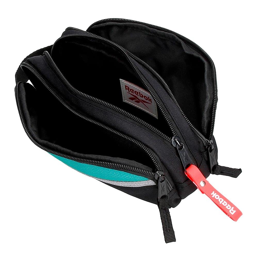 Reebok Andover Pencil Case, 3 Compartments, Black, 22 x 10 x 9 cm, Polyester - Image 4