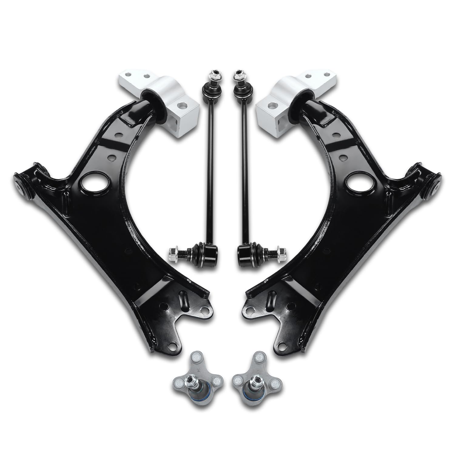 Querlenker Satz Unten Vorderachse inkl. Traggelenk Koppelstange Vorne 6 Teilig für Audi A3 8P Seat Altea Leon Skoda Octavia Superb VW Volkswagen EOS Golf Jetta III Scirocco Touran