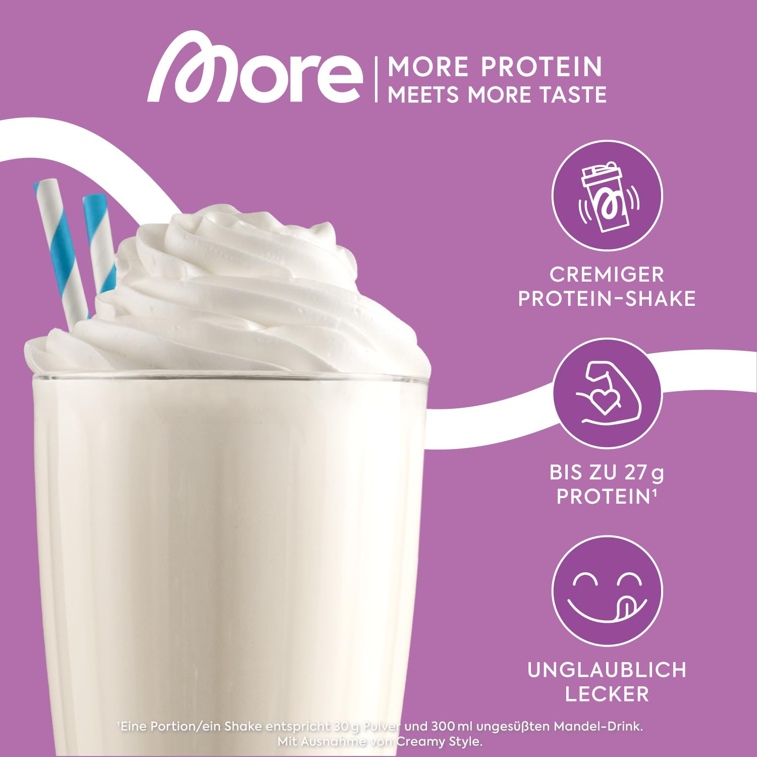 More Protein Whey Casein Protein Pulver, Creme, 2x600g, 1.2kg, 40 Portionen - mit Laktase - Made in Germany, Laborgeprüft