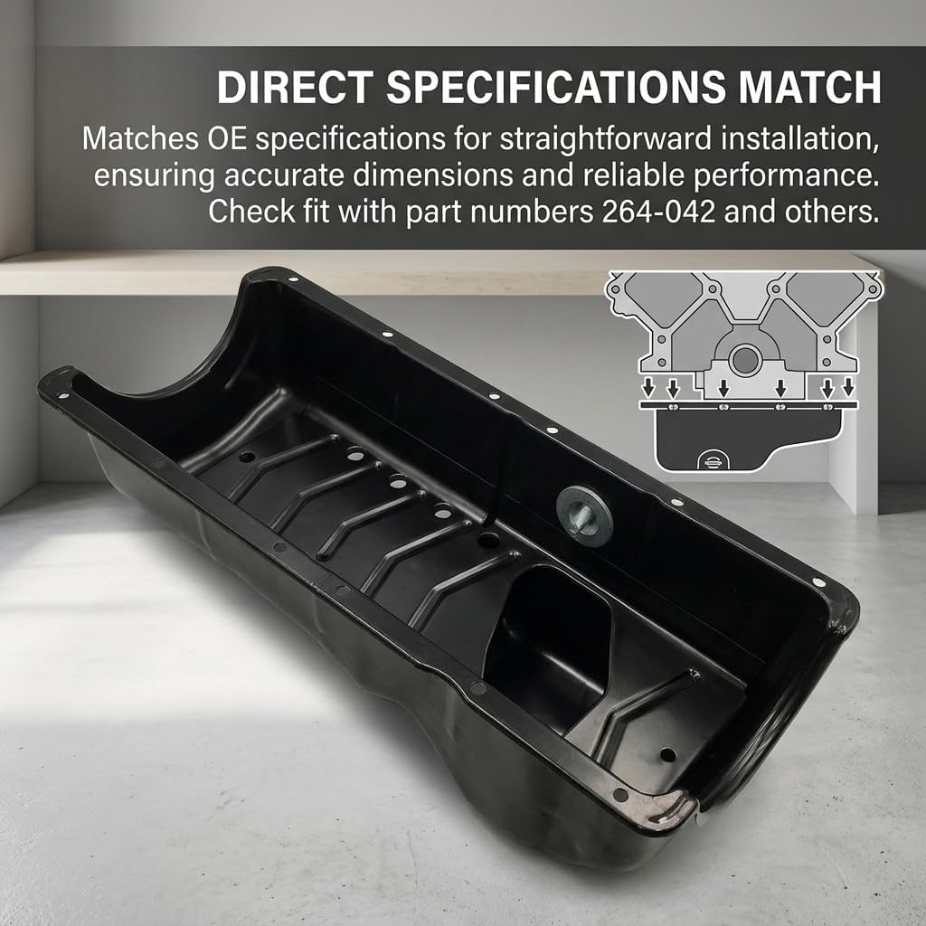 264-042 Engine Oil Pan Compatible with Ford F250 F350 F450 F550 E350 E450 E550 Excursion Truck 1997-2003 V8 7.3L Replace F7TZ6675BBB