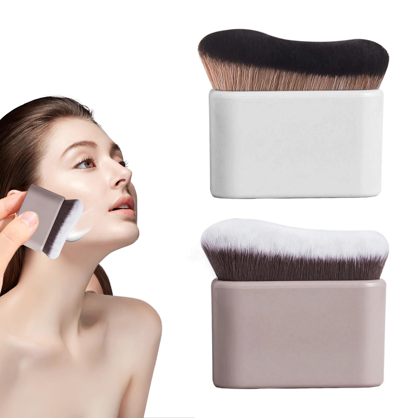 Tanning Brush,2Pcs Body Makeup Brush for Self Tan,Foundation Brush White and Milk Tea Color Tan Brush Applicator for Body & Leg Makeup Self Tan Brush for Tanners Mousse