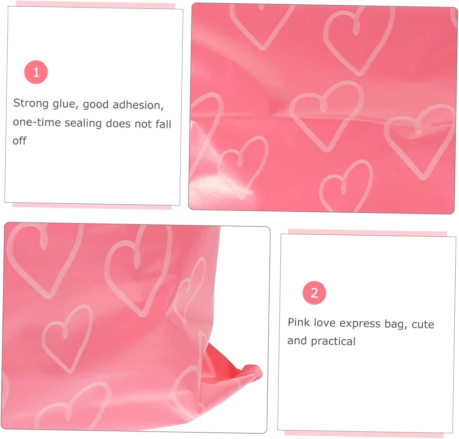 FOMIYES 100pcs Tampon Disposal Pouches Pink Heart Design Self-Adhesive Bags for Girls Convenient Sealing for Sanitary Products Personal Hygiene Packaging