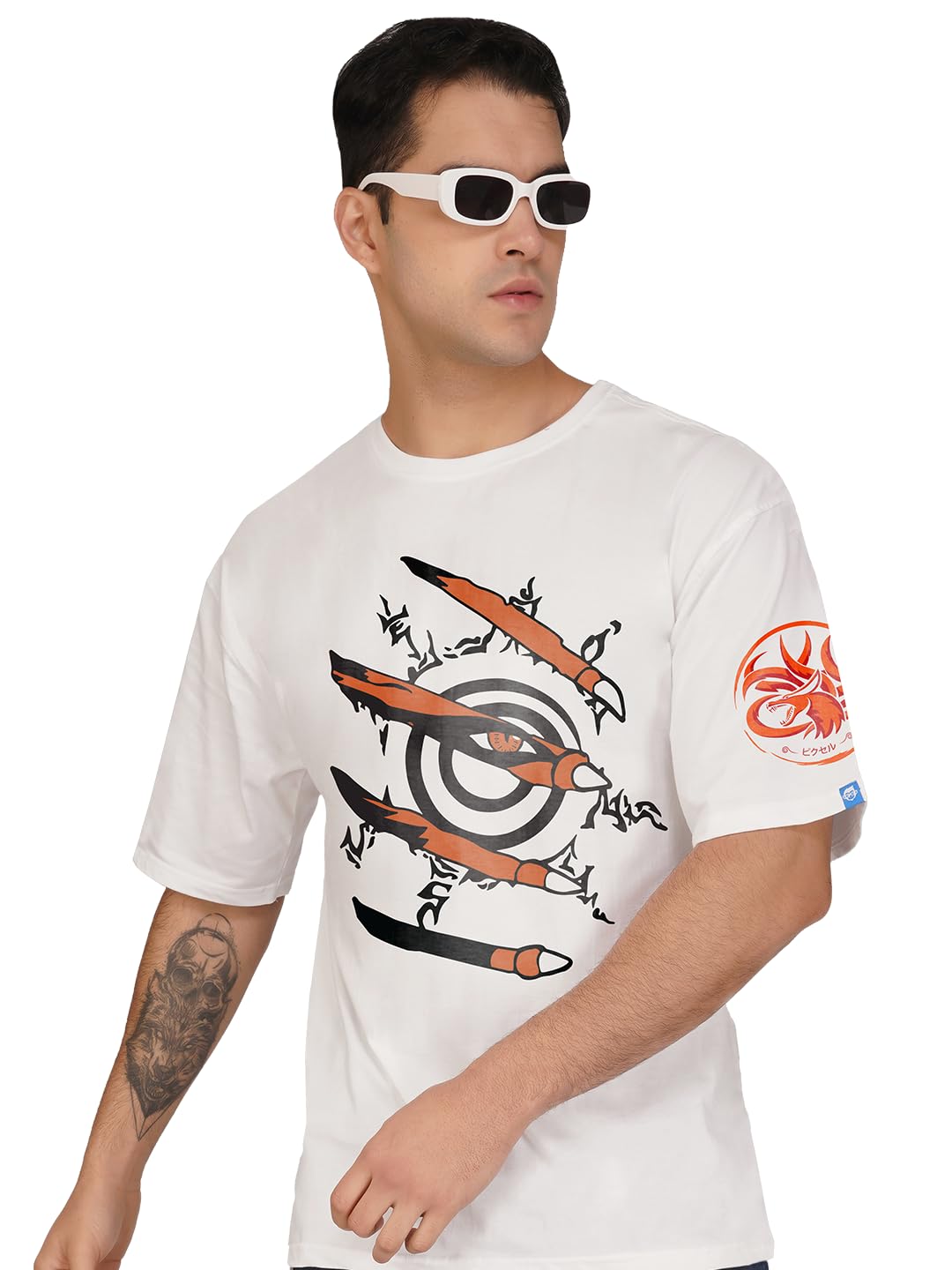 Buy crazymonk Unisex Cotton Anime Oversized T-Shirt - White, S at