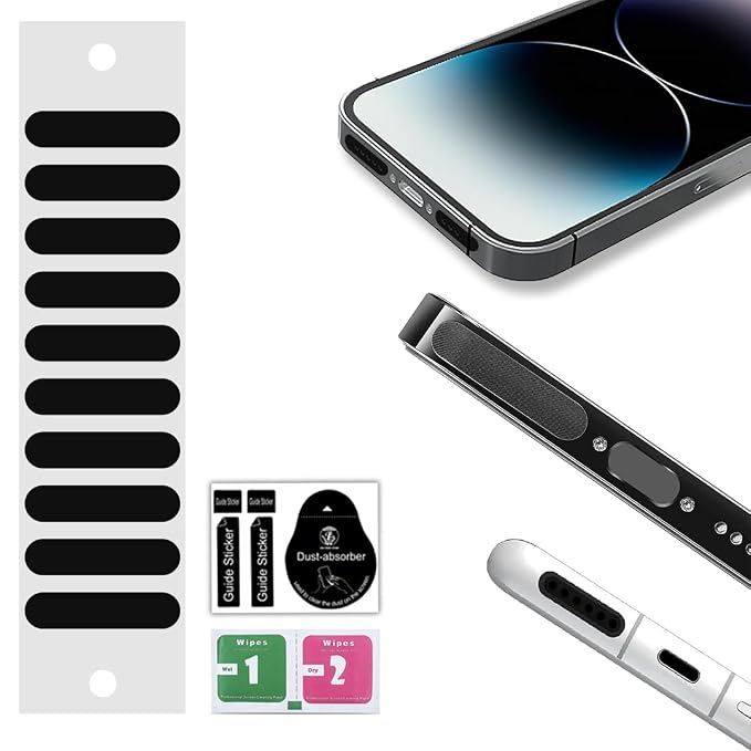 Mobile Speaker Mic Piece Dust Protector Net Stickers for Android,Tablets,iPhone & iPads Smartphones Mesh Anti Dust Proof Adhesive Stickers + Free Dust Absorber + Wipes (10pcs)