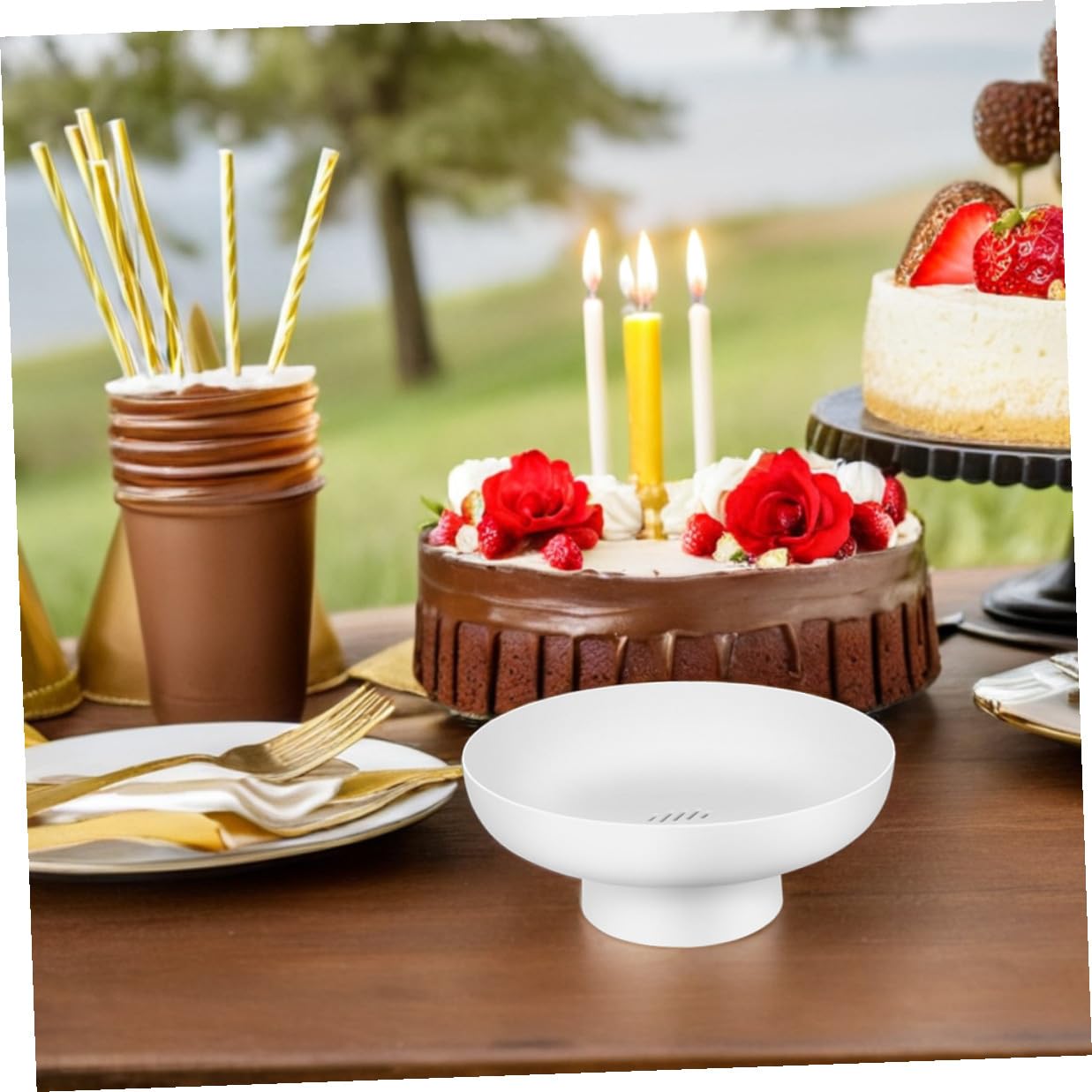 Set 2 Pezzi Fruttiera Rotonda Bianco in Pp, Portafrutta Multifunzionale Piedistallo, Contenitore Versatile per Dolci e Snack, per Famiglia e Centrotavola Moderno