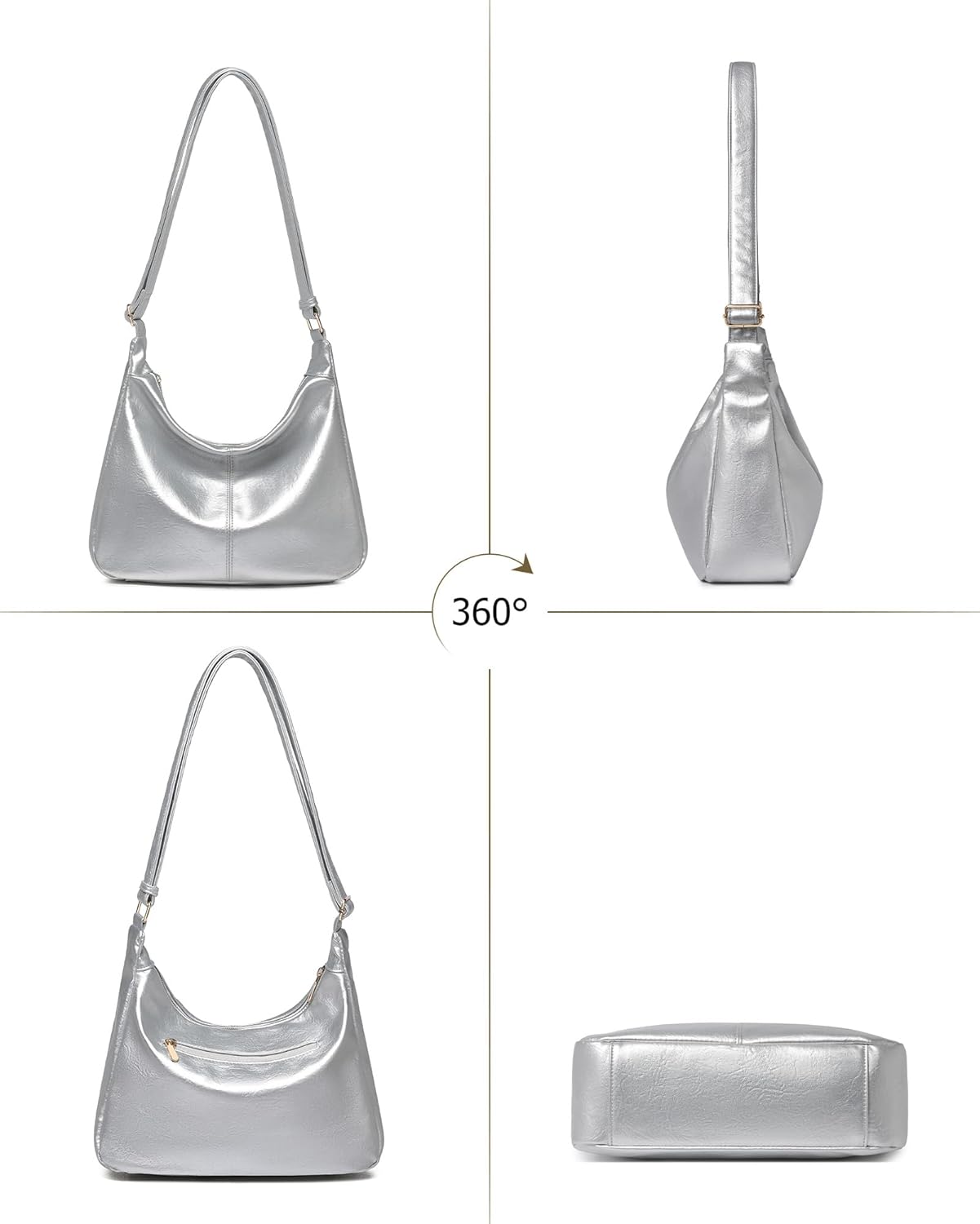 Hobo Bag for Women with Mini Purse Soft Vegan Leather Slouchy Shoulder Crossbody Handbag 2025 Fall Tote
