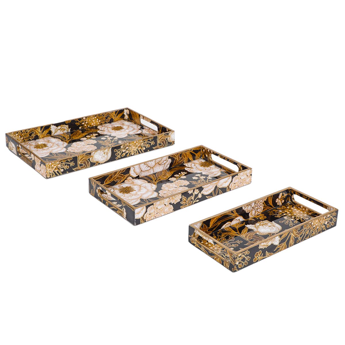 Home4U Jash Nested Tray Set of 3 MDF Wooden Tray for Home and Kitchen