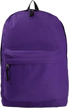 K-Cliffs Classic Backpack 18 inch Basic Bookbag Bulk Case Lot of 36pcs Simple Schoolbag Purple