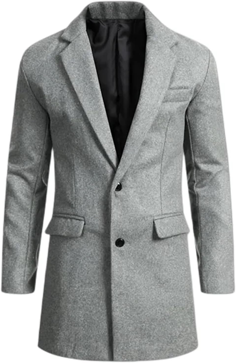 Men's Outerwears Casual Suit Lapel Coat Solid Jackets Mid-length Single-Breasted Suits