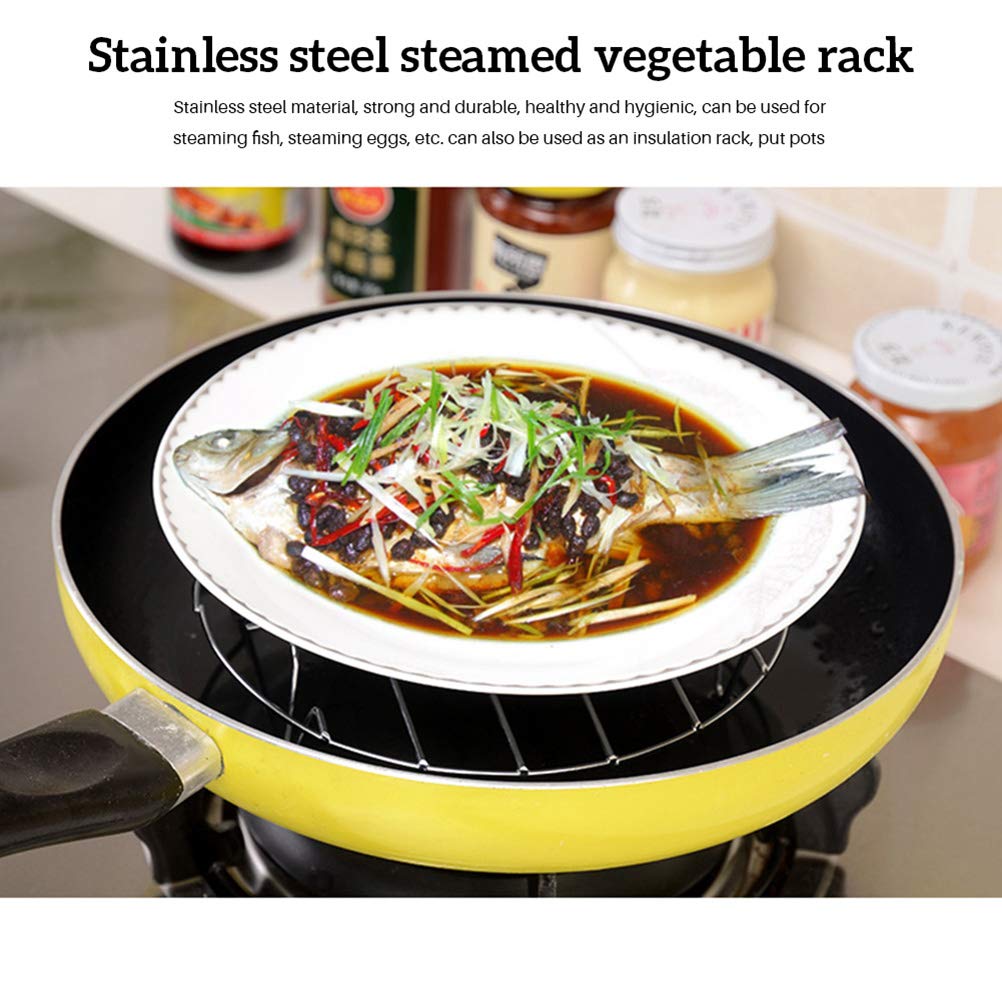 Estante de cocina, estantes de enfriamiento de acero inoxidable, estante de carne asada, estante a prueba de óxido para cocinar al vapor o asar carne y verduras para hornear galletas (plateado 2) 2