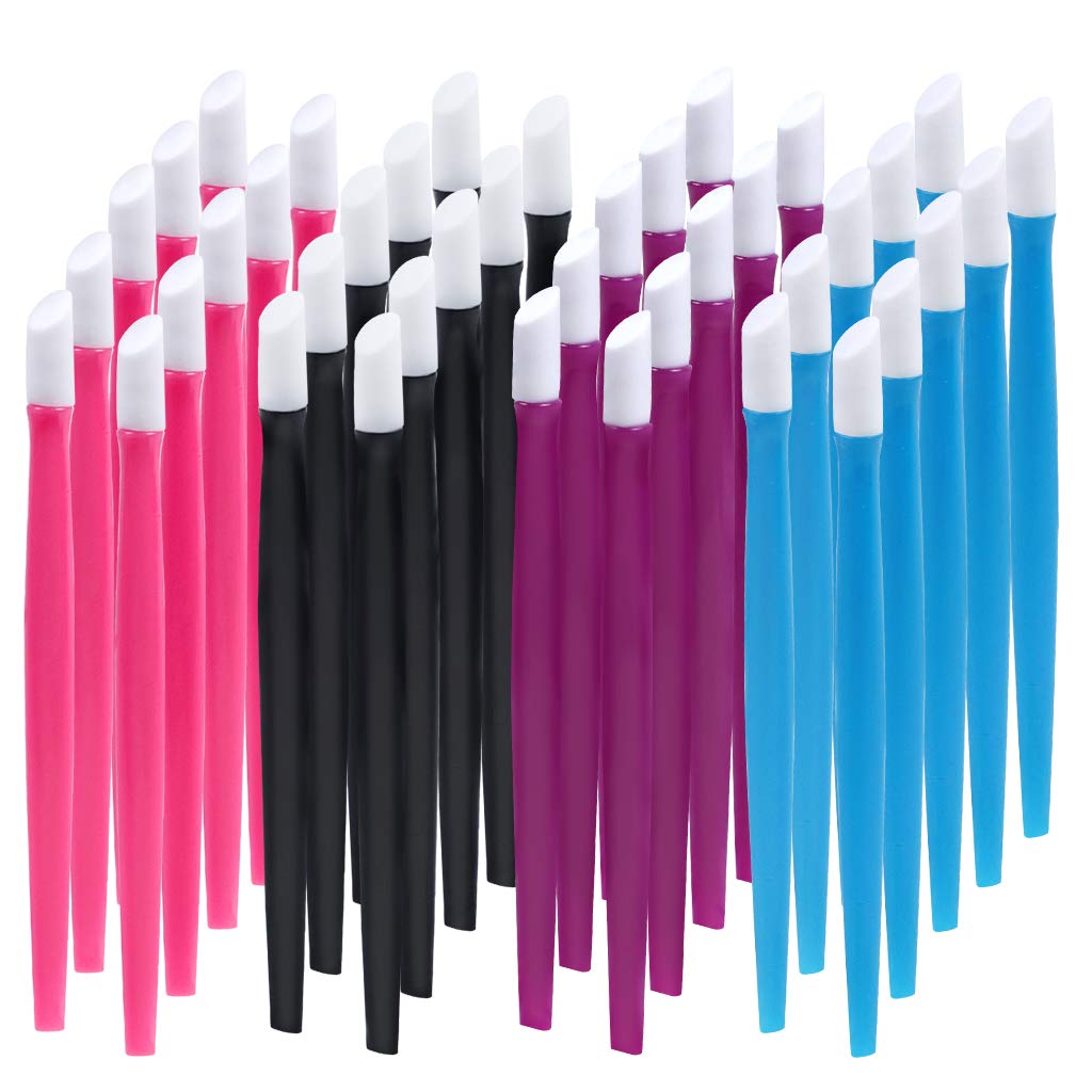 KELYDI 40pcs Plastic Handle Rubber Tipped Nail Cuticle Pusher, Nail Art Manicure Tools Nail Cleaner for Men and Women - 4 Colors