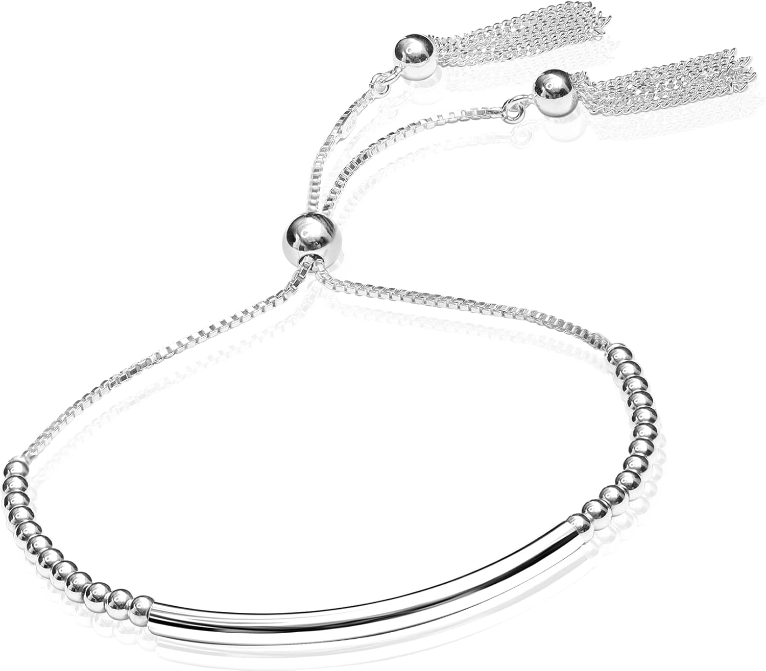 LeCalla 925 Sterling Silver Bracelets Jewelry | Italian Handmade Adjustable Sliding Bolo Bracelet for Women