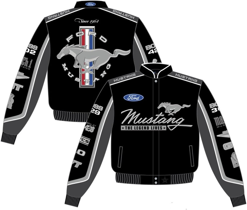Black Twill Jacket with Ford Mustang Collage Design Paraguay Ubuy