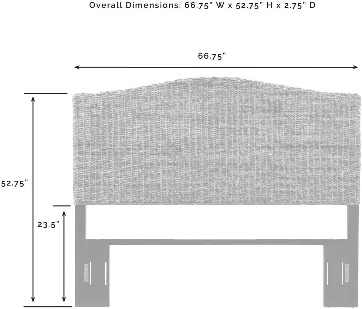 Island Oasis Headboard with Banana Leaf Weave, Arched headboard, Matte Black Finished Feet, Easy Assemble, Bed Frame Mountable, Arched Headboard Queen