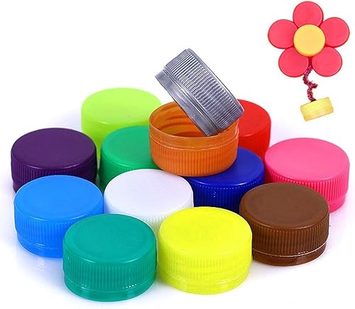 Miniatura 3 de 100 tapas de botellas de plástico para manualidades, tapas de botellas de plástico, tapas de botellas de color para palitos de desarrollo de
