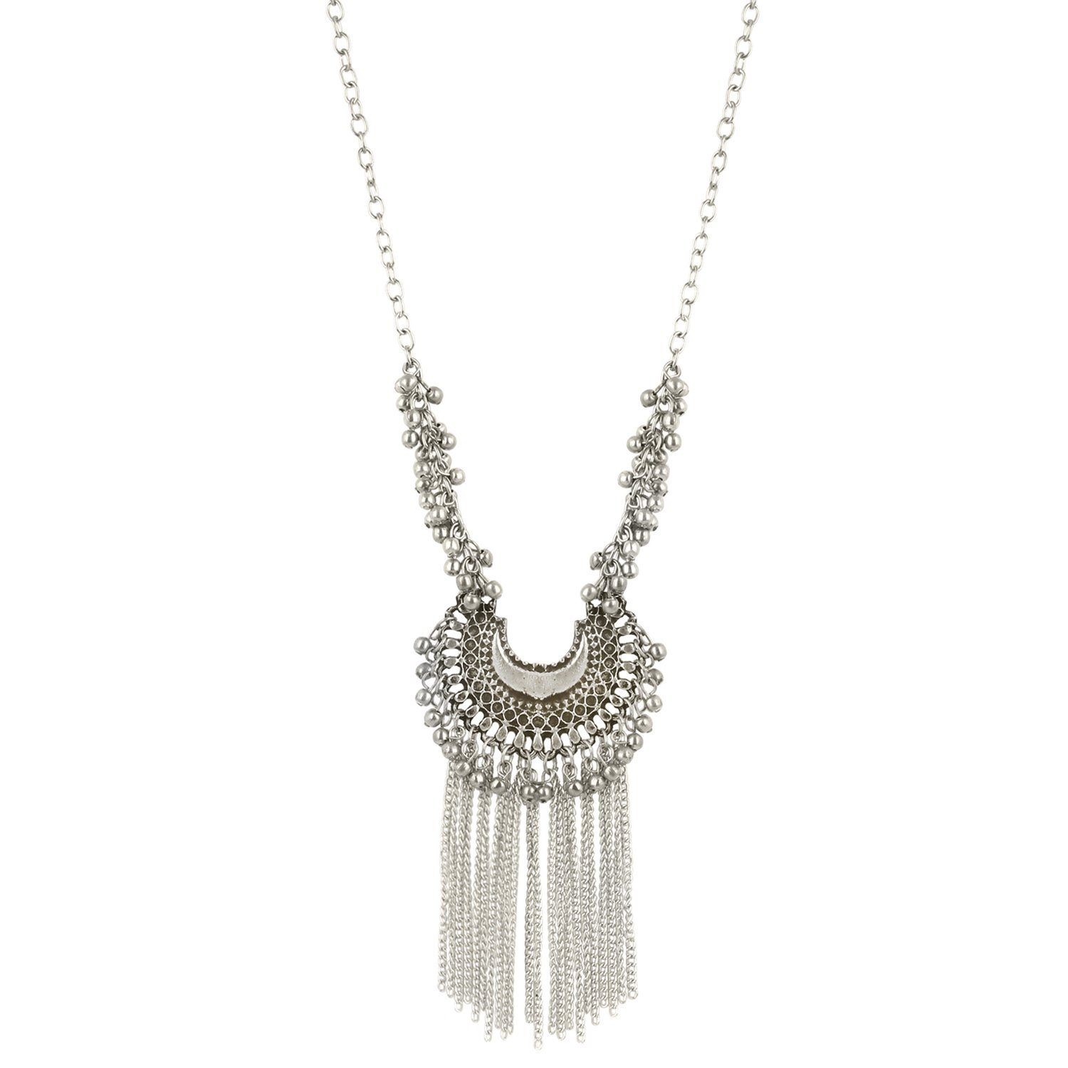 Total Fashion Latest Stylish Boho Trible Black Metal Silver Oxidised Chain Pendant Necklace Jewellery Set Women for Girls (B09HK89LR1) Amazon Price History, Amazon Price Tracker