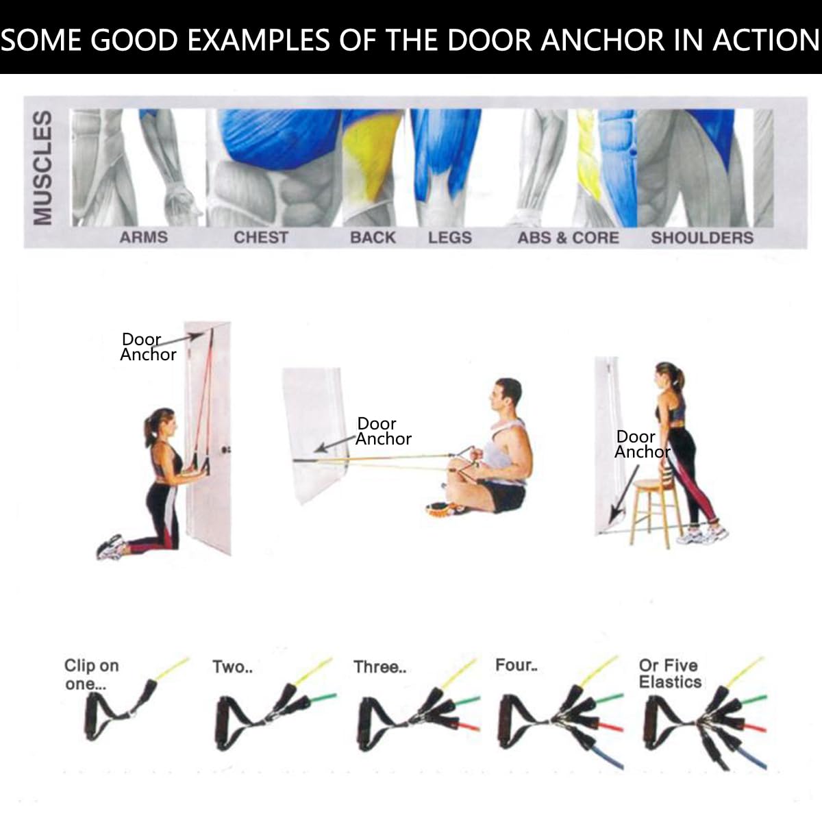 Juego de bandas de resistencia, bandas de ejercicio, bandas de entrenamiento con asas, hasta 150 libras, bandas de ejercicio codificadas por colores, guía de ejercicios, bolsa de almacenamiento