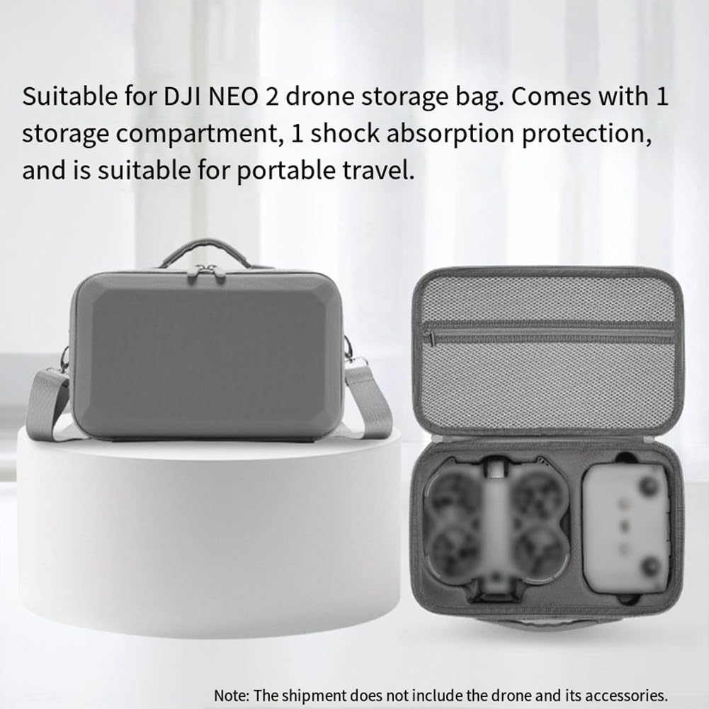 Borsa per accessori per droni, 31,5 x 10,8 x 20,8 cm, elegante custodia grigia in PU con scomparto multifunzionale per DJI NEO 2 Crossbody design