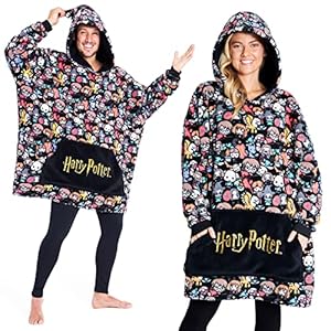 Harry Potter Oversized Blanket Hoodie for Women Men and Teens, Fleece Wearable Blanket