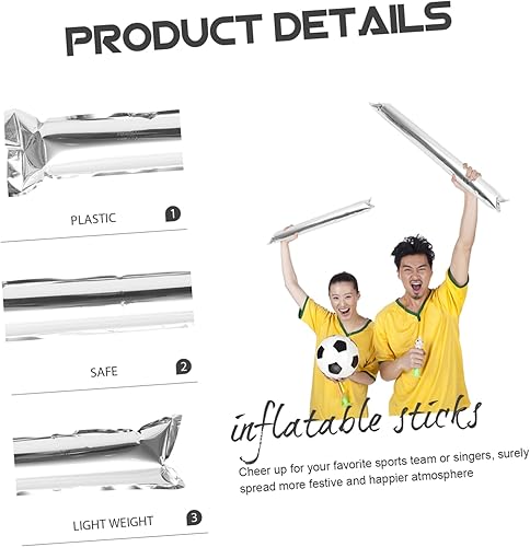 Miniatura 5 de Gadpiparty Palos de pluma 24 piezas de palos de animación de plástico para animadoras, palillos inflables de ruido, juguetes para animar eventos
