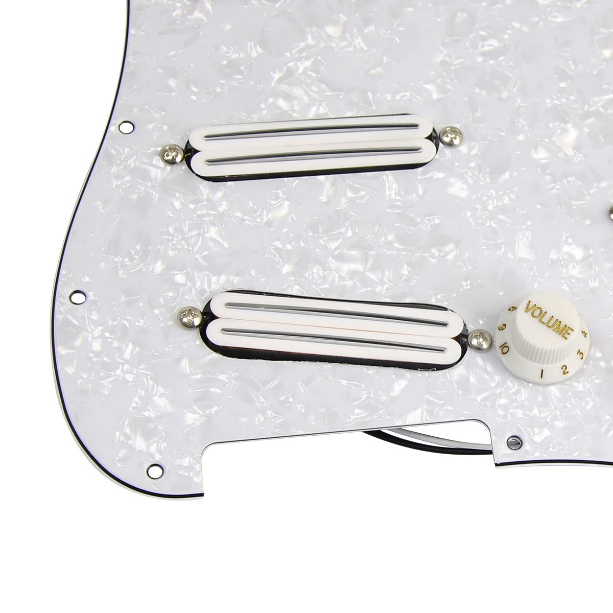 FLEOR 11 agujeros SSS Prewired Loaded Pickguard con Alnico5 doble carril caliente alta salida juego de pastillas para ST SSS Style Guitarra Perla blanca