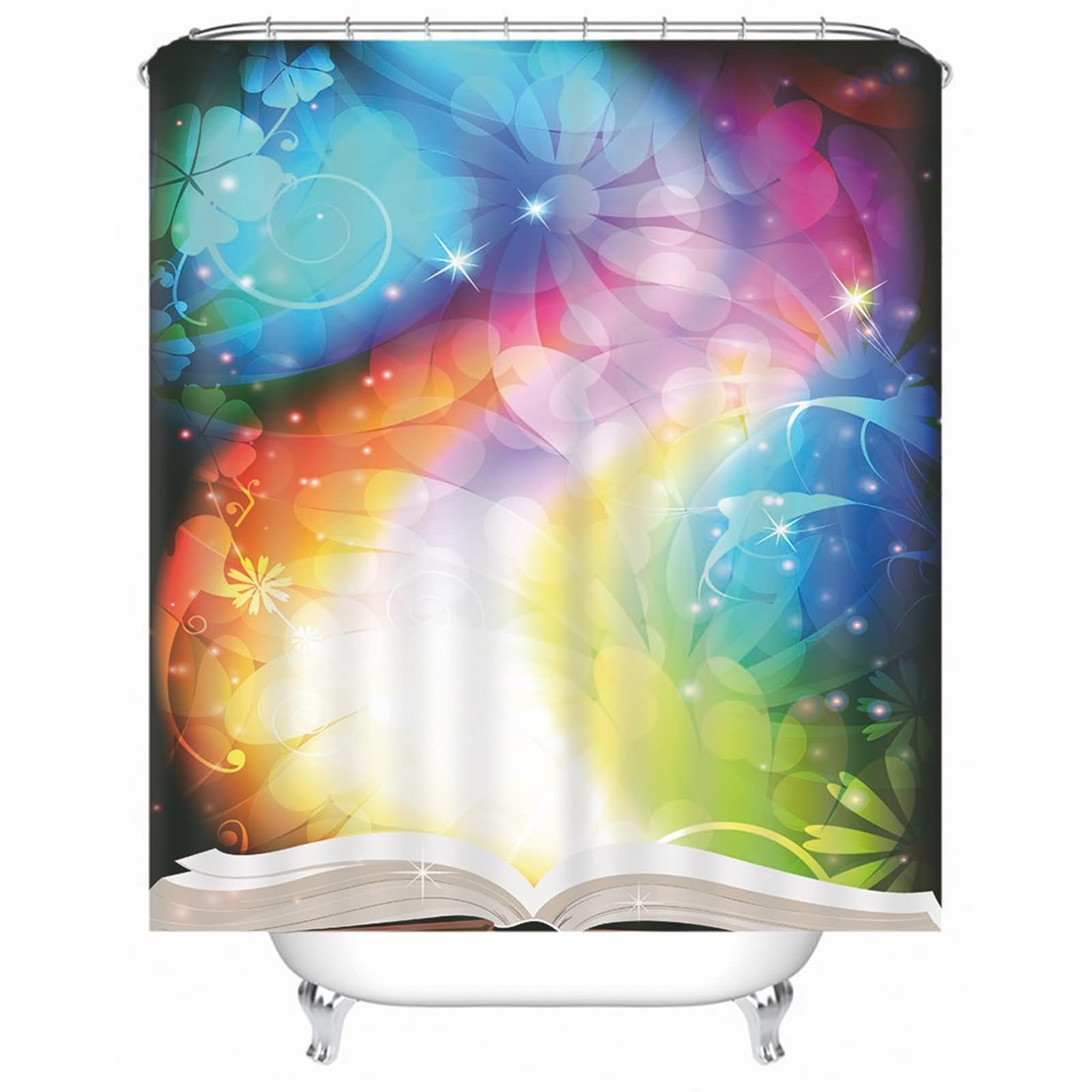 Rideau de douche motif 3D ambiance spa et lumière pour salle de bain zen