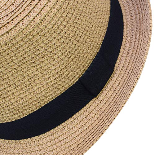 Unisex Kids Boys Girls Straw Hat Fedora Cap Jazz Hat Short Brim Sun Hat3
